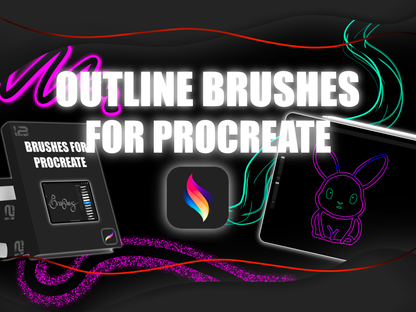 Procreate Outline Brushes Pack | Smooth, Textured, Glow & Calligraphy Outline Tools for Illustrators snd Lettering Artists